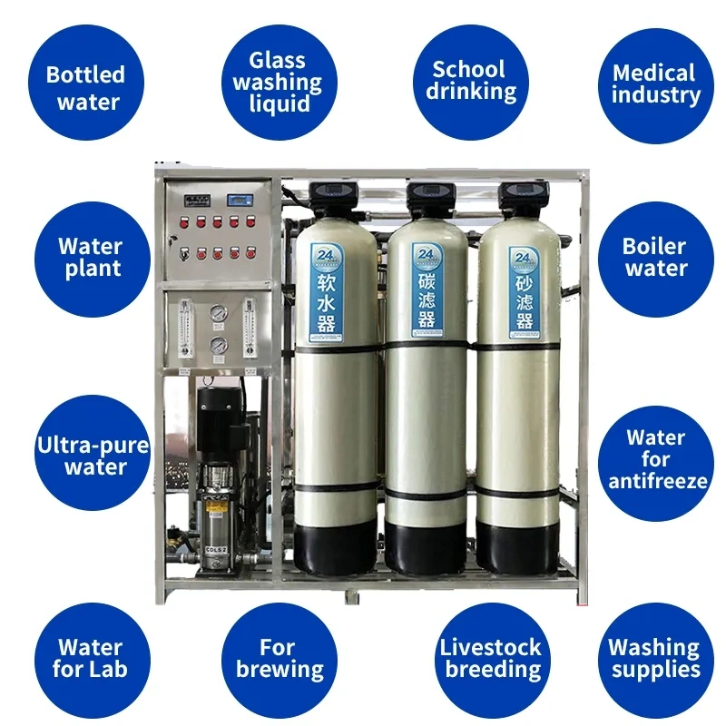 500L Reverse Osmosis RO System Pure Water Process Equipment Desalination